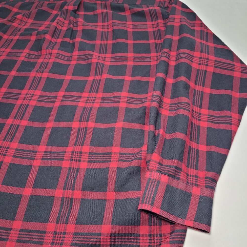 Tommy Hilfiger Plaid Shirt Embroidered Lion Crest Red Black Large Preppy Vintage - Picture 9 of 11